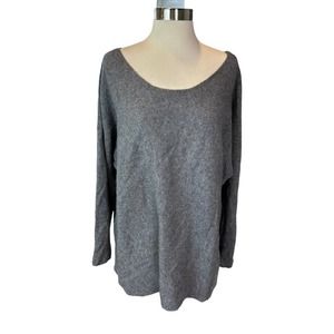 Max Studio Cashmere Sweater Long Sleeve Oversized Long Gray One Size